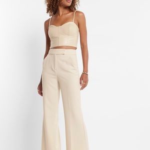 Express Sandshell Body Contour Crox Faux Leather Corset Cropped Top Size L